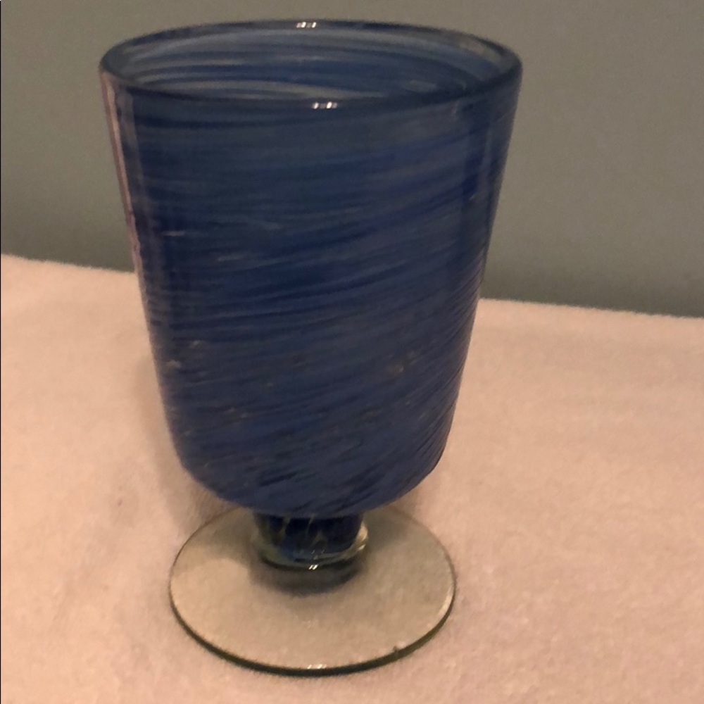 Pier 1 Set of Two Blue Swirled Glasses